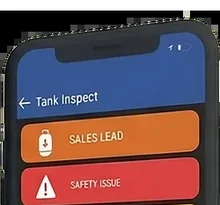 TankSpotter app screen showing the Sales Lead entry, alongside Tank Inspect