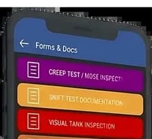 TankSpotter app screen: Forms & Docs, the field record list technicians document from