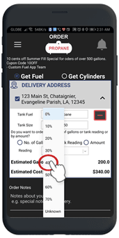 Customer App — TankSpotter fuel scheduling
