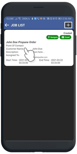 Driver App Job List — TankSpotter driver app