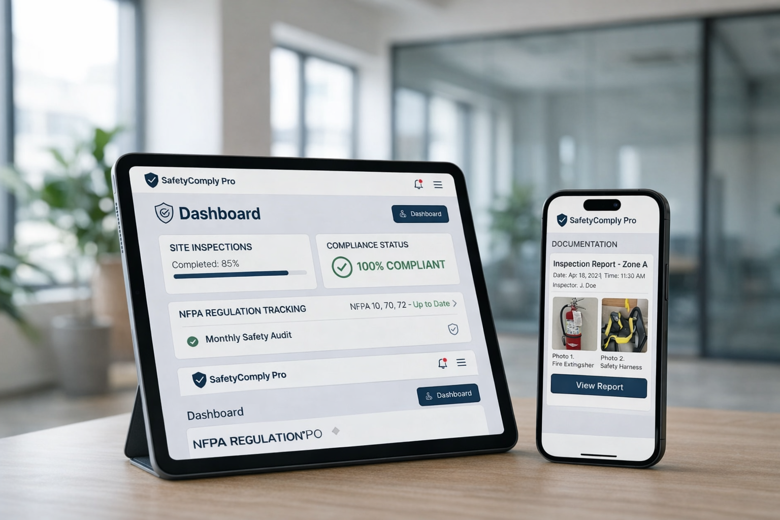PropaneSafetyPro safety compliance dashboard on tablet and phone