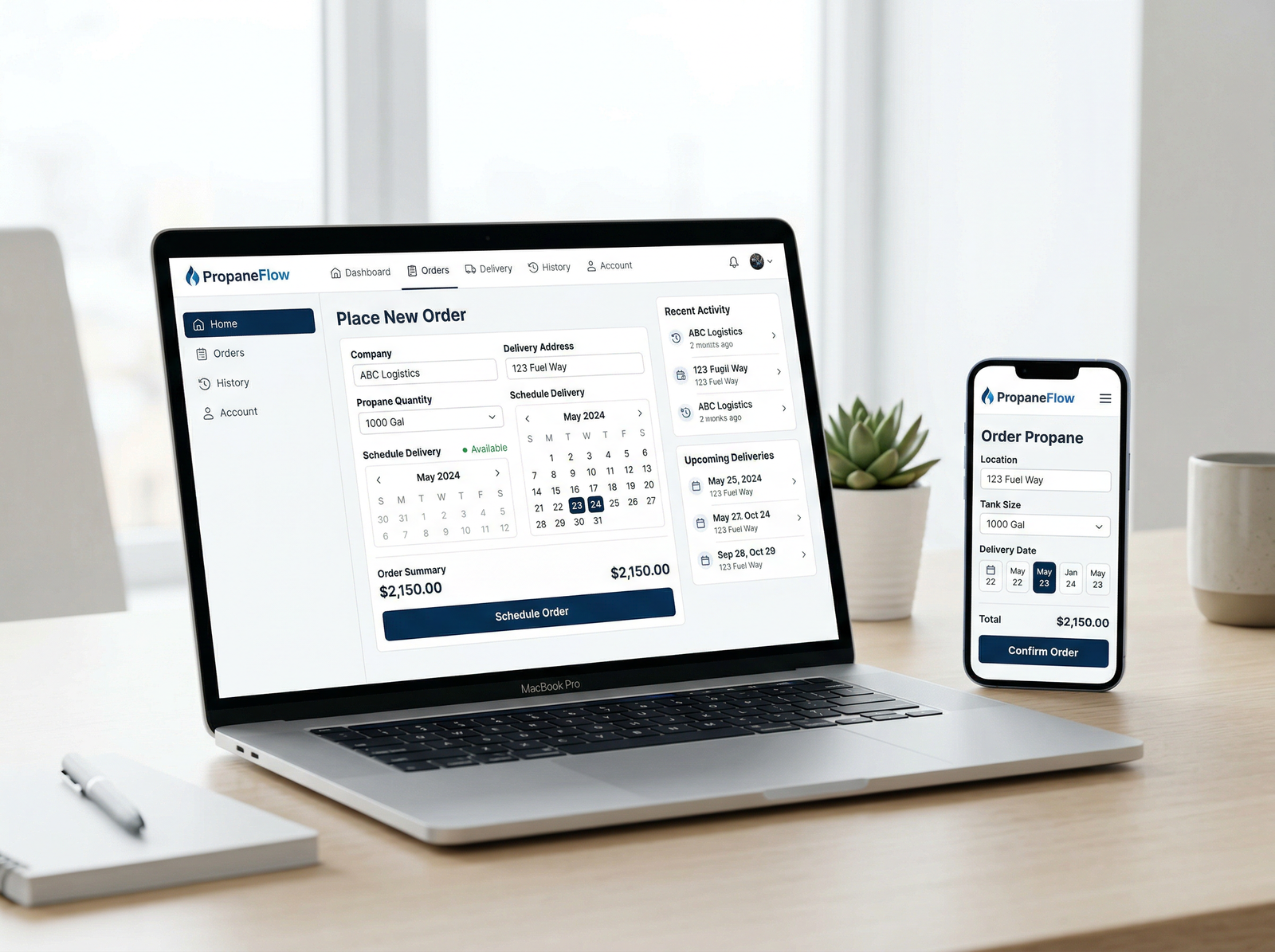 Web Order Portal online ordering interface on laptop and phone