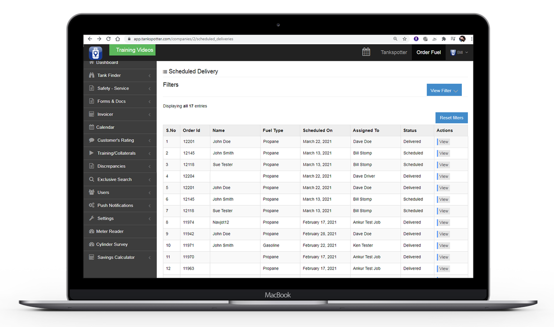 Tankspotter Dashboard